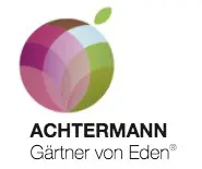 Logo der Firma Gärtner von Eden Achtermann mit buntem Obstsymbol und Schriftzug.